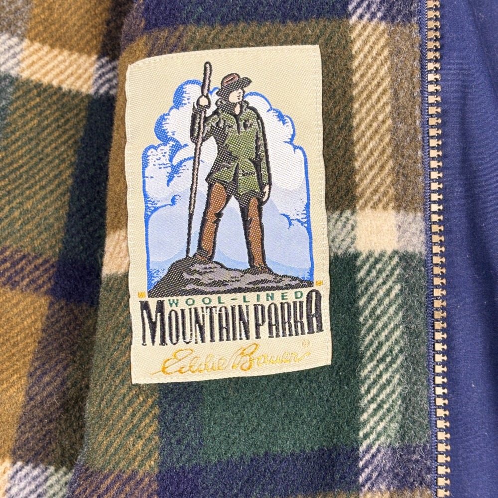 Eddie Bauer Mountain Parka Mens XXL Tall Navy Blue Wool Chore Coat Lined Jacket - Picture 9 of 9
